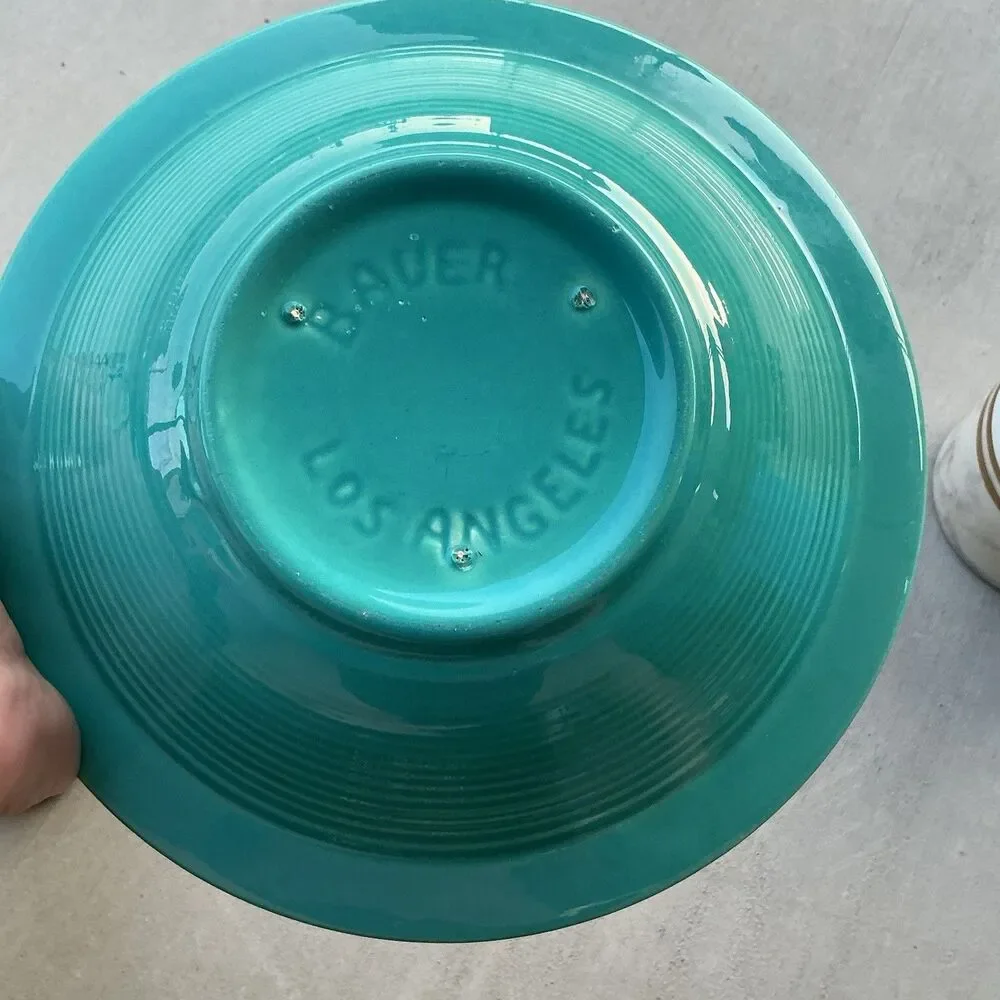 Vintage Bauer Pottery Los Angeles Turquoise Ringware Serving Bowl 9” California